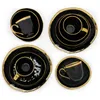 Set Piatti Bubble Set 16 Pezzi In Ceramica - Servizio Per 4 Nero Oro