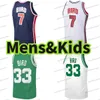 Retro Bird Jersey Green Blanc Black Black MensEys Indiana State Sycamores 7 33 Tous-chemises cousées Boys Kids Youth 1985-86 T-shirt vintage