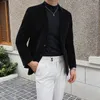 メンズスーツスリムフィットコーディュロイビジネススーツジャケットファッション韓国シングルブレストメンズ秋冬の太いブレザーカジュアルタキシード