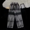 Pantalones vaqueros para hombre primavera otoño Tie Dye recto cintura elástica High Street Retro Hip-hop Casual pantalones vaqueros bolsillos pantalones vaqueros