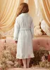 Pajamas 2 Colors Cute Autumn Winter Children Sleepwear Toddler Baby Princess Lace Flannel Bathrobe Hooded Bath Robes Night-robe Pajamas R231108