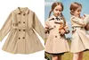 Moda criança roupas cor marrom designer meninas tench casacos inverno quente meninas vestir estilo inglaterra 90-160 cm