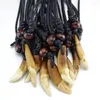 Kedjor 5st/ grossistparti Mörkbrun stamdesign Wolf Tooth Charm Pendant Necklace 02