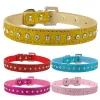 Pink Color 1 Row Rhinestone Dog Collar Diamante Crystal Pet Cat kitten Collars Pu Leather XS S M For Chihuahua ZZ