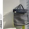 Avondtassen Superfire Largecapacity Striped Contrast Color Messenger Canvas Fashion High Quality Niche Texture Ladies Handtas 230407