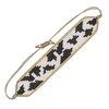 Bracciale con perline in filo di design, stampa leopardata in bianco e nero, originalità, lavorazione a mano, marea regolabile, semplice perla di riso