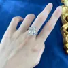 Klusterringar 925 Sterling Silver White Zircon Finger Ring Water Drop Shaped Spark Cz Sweet For Women Birthday Present Fine Smycken