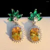 Stud Earrings WPB Premium Women Shiny Fruit Pineapple Female Luxury Jewelry Brilliant Zircon Design Girl's Gift Party