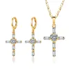 Halsbandörhängen Set 2023 Love Master Stone Cross 18k Gold Plated Copper Ladies Jewelry Holiday Gift