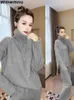 Dwuczęściowe spodnie dla kobiet swobodny miękki turtleck pullover sweter 2 set koreańskie dzianinowe pull top conjunto workowate worka na dzianin