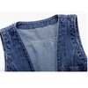 Gilet da donna Gilet di jeans vintage Giacca 2023 Gilet corto senza maniche corto primavera Plus Size 6XL Top casual monopetto solidoWome