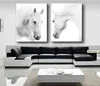 2 Panels White Horse Wall Art Pictures Painting Wall Art for Living Room Home Decor No Frame2258418