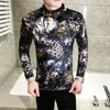 T-shirt da uomo Camicia con stampa animalier Homme Club Outfit Uomo Luxury Velvet Slim Fit manica lunga dolcevita 2023 Autunno