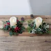 Decorative Flowers Christmas Ornaments Candle Holder Candlestick Wreaths Centerpiece Artificial Cherry Pinecone Garland Year Xmas Wedding
