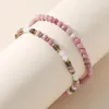 Strand OAIITE 2 Pcs/set Natural Faceted Rhodonite White Jade Stone Bracelet Pink Beads Charm Stretch Bangle Yoga Jewelry For Women