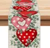 Table Runner Eucalyptus Leaves Love Heart Table Runner Farmhouse Linen Home el Dining Table Decorate Valentine's Day Wedding 230408