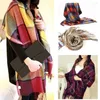 Halsdukar kvinnor halsduk ljus färgad elegant vinter sjal färgglad rutttryck med tofs trim varm imitation för