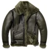 남자 재킷 녹색 두꺼운 양 전단 울 가죽 재킷 오리지널 생태 모피 진품 가죽 수컷 따뜻한 코트 비행 231108