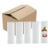 US Stock 25pcs/Carton Sublimation Blanks مستقيم Tumbler 20 أوقية كوب من البهلوان بالمياه مع الغطاء والقش FY5411 E1109