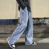 Men's Jeans Korean Fashion Loose Jeans Classic Straight Baggy Wide Leg Trousers Street Hip Hop Pants 3XL Black Grey Blue 231109