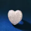 Fashion Men Women Ring 18K Real Yellow White Gold Plated Full Bling Iced Out CZ Bubble Heart Ring Men Women Size 7-12