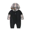Детские весенне-осенние хлопковые комбинезоны с капюшоном, одежда для новорожденных, боди с длинными рукавами, комбинезоны для малышей, одежда для ползания BH104