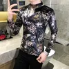 T-shirt da uomo Camicia con stampa animalier Homme Club Outfit Uomo Luxury Velvet Slim Fit manica lunga dolcevita 2023 Autunno