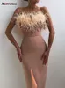 Verenjurken voor dames Nieuwe mode Elegante chique mouwloze taille Skinny casual hoge splitjurk
