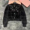 Suéteres para mujer Diseñador Diseñador Cardigan Mujeres Suéter Otoño Punto Abrigo Lujo Diamante Peluche Top Abrigos de punto Viajero Ocio Mujer Moda Chaqueta Blanco VXAH