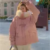 Casacos de Trench das Mulheres 2023 Mulheres Para Baixo Casaco de Algodão Casaco de Inverno Feminino Grande Gola de Pele Curto-Comprimento Parkas Rosa Engrossar Outwear Com Capuz