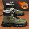 Stövlar Cyytl Snow Boots Mens Shoes Winter Fur Warm Casual Ankle Leather Platform Designer Luxury Cowboy Combat Tactical Chelsea Handing 231108