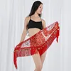 Stage Wear Solid Tassel Hip Scarf Coin Bellydance Glitter Samba Carnival Costumes Clothes Festival Outfit Gypsy Skirt