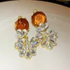 dangle earrings luxury Sparkingファッションクリスタルフラワーステートメントパーティー女性の宝石卸売