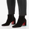 2023-Luxury Designer Woman Reds Sole Ankle Boot Black Calf Leather Chunky Heels Turela 85mm/55mm