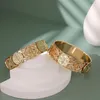 Armreif Gold Farbe Hochzeitskleid Schmuck Angell Münze Bangel Hohlmuster Schnitzerei Braut Armband algerisch traditionell