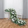 Decorative Flowers 200cm Flower Row Arch White Rose Hydrangea Artificial Green Plants Runner Wedding Backdrop Floral Wall Party Props