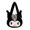 3 Colors Ins Big Girls Fuzzy Handbag Black Kuromi Plush Soft Bag Princess Accessories shoulder Bags big Capacity Festival Gift