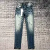 2024 Mens Jeans Designer Jean Fashion Black Ripped Biker Slim Fit Bikers denim för mens pant staplade jeans