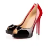 Box Women Shoe High Heels Red Bottoms Leather Pointed Toes Pumpar Black Tan Outdoor Dress Shoes Storlek