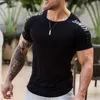 Men's Casual Shirts Tight Quick Drying Fitness Shirt Short Sleeve High Elastic Printed Top Solid Color Hawaiian For Men Fashion Chemise