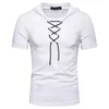 Camisetas masculinas 2023 verão algodão camisa casual cadarço design mangas curtas tendências masculino fitness hip hop streetwear tops camisetas