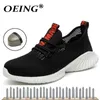 Laarzen Werk Ademende Veiligheidsschoenen Heren Lichtgewicht Zomer AntiSmashing Piercing Sandalen Beschermende Enkele Mesh Sneaker 231108