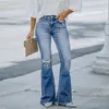 Jeans da donna Pantaloni denim larghi a vita alta strappati strappati Pantaloni streetwear slim elasticizzati taglie forti da donna