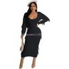 Designer Tricot Robes Femmes Automne Hiver À Manches Longues Glands Robe Pull Causal Moulante Robe Tricotée Street Wear En Vrac Vêtements En Gros