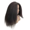 20 inches Mongolian Virgin Human Hair Natural Color Kinky Straight Medical Skin PU Wigs for Black Woman