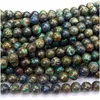 ゆるい宝石Veemake Blue Brown Shattuckite Round Beads for Jewelry Making Natural Crystal DIYネックレスブレスレットペンダント