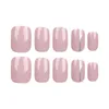 False Nails French Fashion Simple Glitter Solid Color Fake Short Round Full Cover Nail Tips For Salon