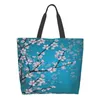 Bolsas de compras Mulheres bolsa de ombro Flor de cerejeira de grande capacidade de mercearia para mulheres