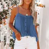 Tanks pour femmes Sexy simple boutonnage imitation denim jarretelle gilet femmes hauts de mode débardeur été vintage femme streetwear y2k vêtements