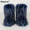 Boots Winter Winter Faux Foux Fox Fur Boots Woman Plush Warm Snow Boots Luxury Footwear Girls Fur Fur Bottes Fashion Winter Shoe 231108